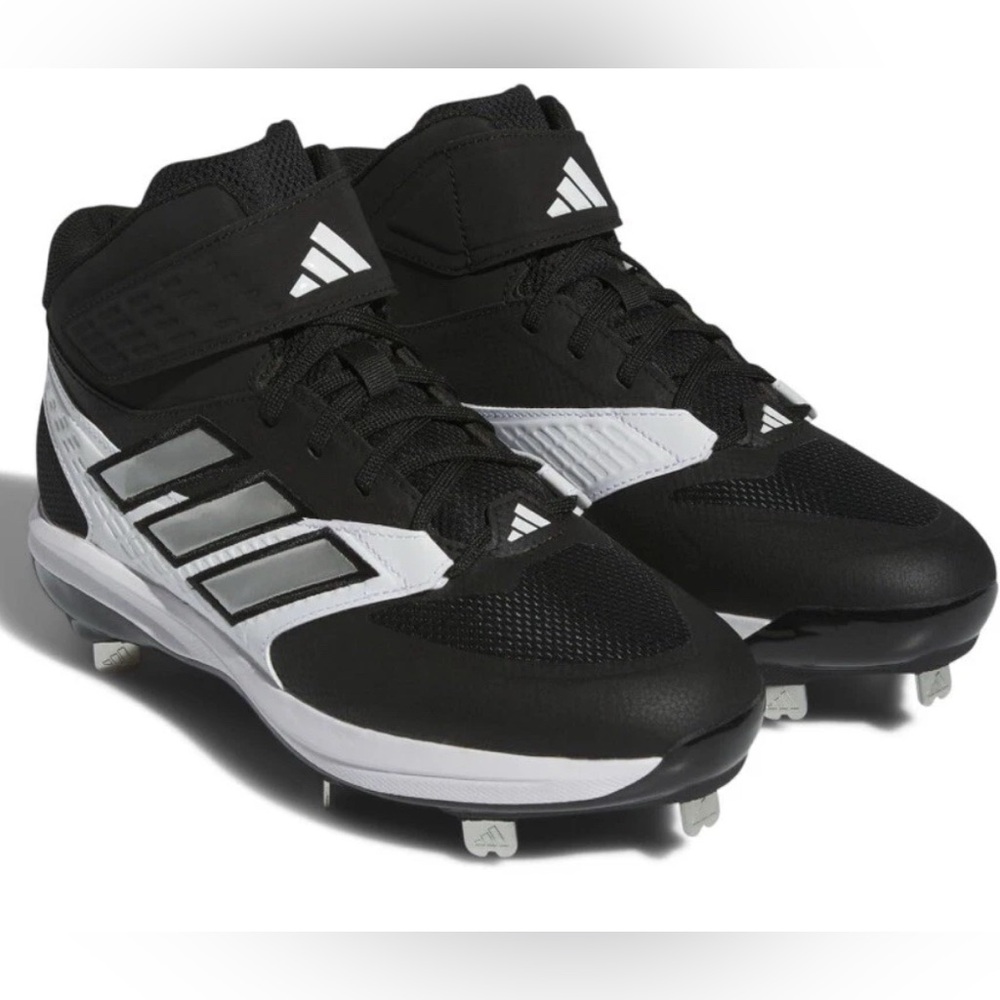 NEW Adidas ICON 8 Mid Metal Baseball Cleats Black White IG7113 Men’s Size 13.5